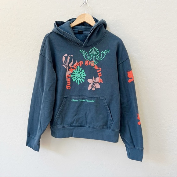 Urban Outfitters Just Keep Growing Hoodie Sweatshirt Blue - Picture 4 of 9